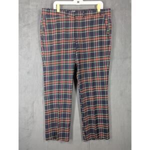 Vintage Jaymar Slack Sansabelt Mens Pants Wool Red Blue Plaid Golf Size 39X28